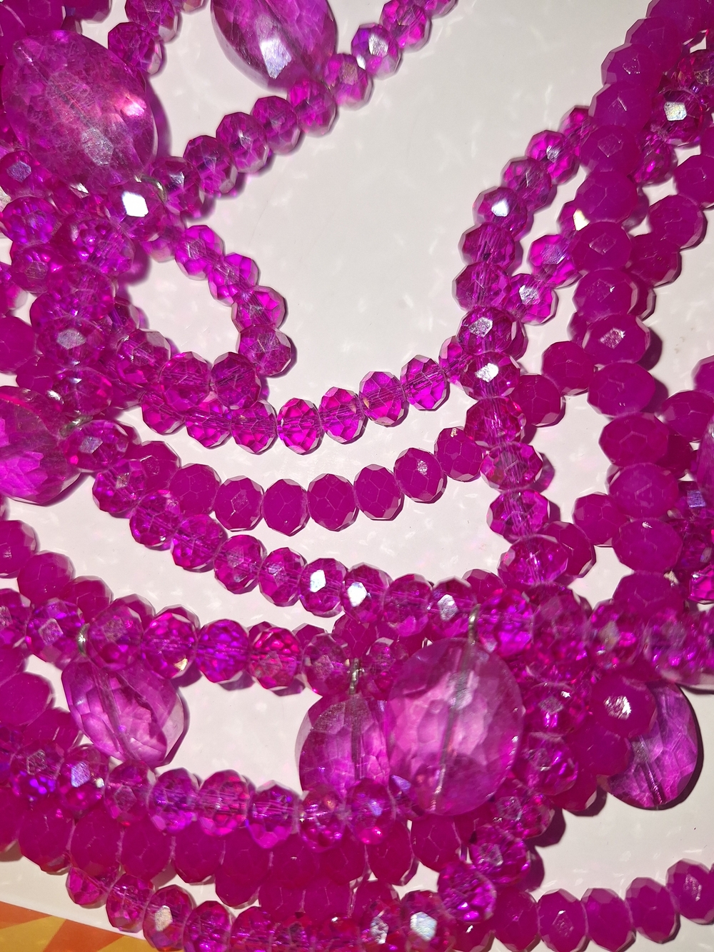 Malia Glass Sparkler - Multistrand Hot Pink Statement Necklace - Sassy Jones - Picture 2 of 5